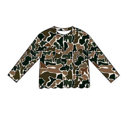 preorder GT1688 Scallop Hunting Camo Long Sleeve Girls Top
