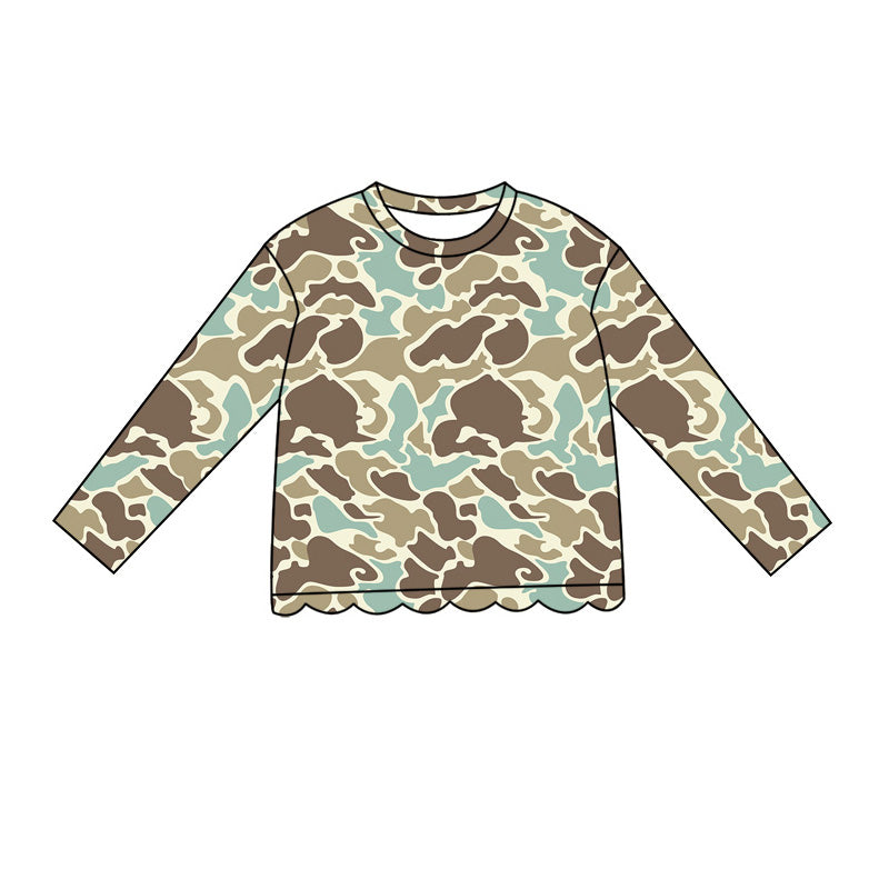 preorder GT1689 Scallop Hunting Camo Long Sleeve Girls Top