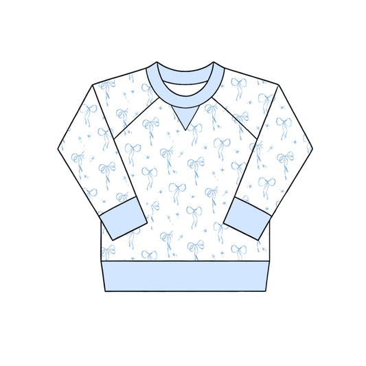 preorder GT1692 Blue Bows Long Sleeve Girls Top