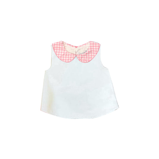 preorder GT1706 Peter Pan Collar Pink White Sleeveless Boys Top
