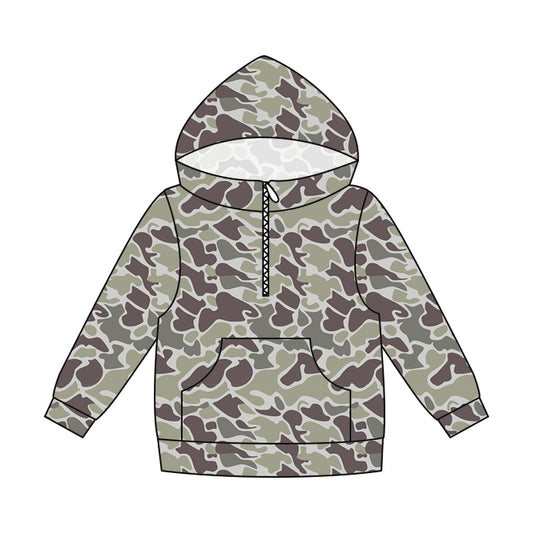 preorder GT1707 Hunting Camo Pocket Zipper Hoodie Long Sleeve Adult Women Top