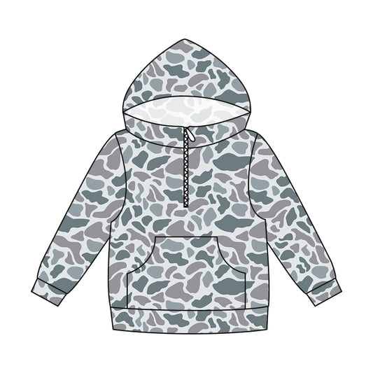 preorder GT1708 Hunting Camo Pocket Zipper Hoodie Long Sleeve Adult Women Top