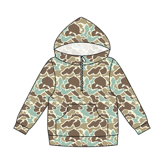 preorder GT1709 Hunting Camo Pocket Zipper Hoodie Long Sleeve Adult Women Top
