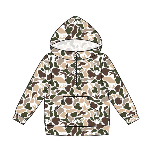 preorder GT1711 Hunting Camo Pocket Zipper Hoodie Long Sleeve Adult Women Top