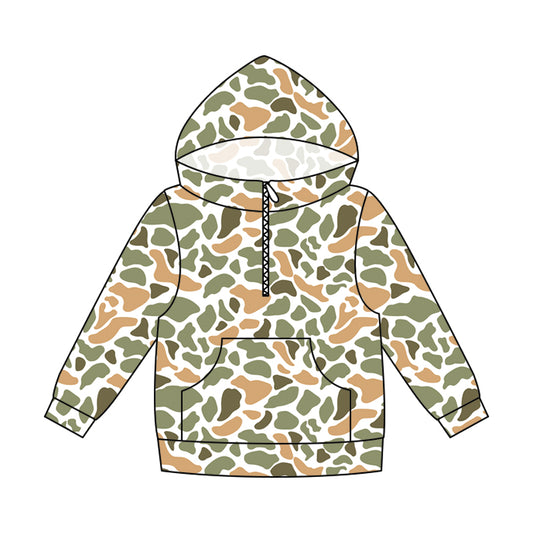 preorder GT1712 Hunting Camo Pocket Zipper Hoodie Long Sleeve Adult Women Top