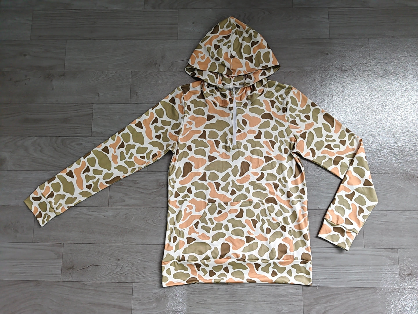preorder Samples GT1712 Hunting Camo Pocket Zipper Hoodie Long Sleeve Adult Women Top
