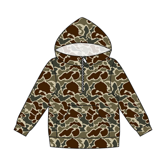 preorder GT1713 Hunting Camo Pocket Zipper Hoodie Long Sleeve Adult Women Top