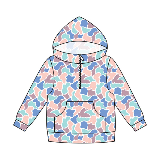 preorder GT1714 Hunting Camo Pocket Zipper Hoodie Long Sleeve Adult Women Top