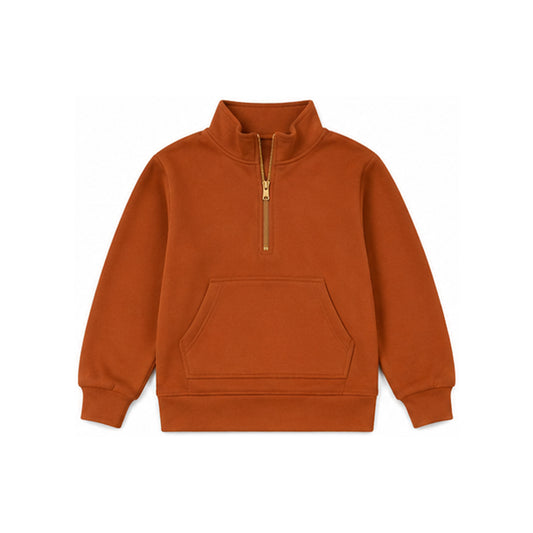 preorder GT1765 Orange Sweatshirt Zipper Pocket Long Sleeve Girls Top