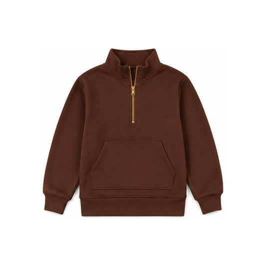 preorder GT1766 Maroon Sweatshirt Zipper Pocket Long Sleeve Girls Top