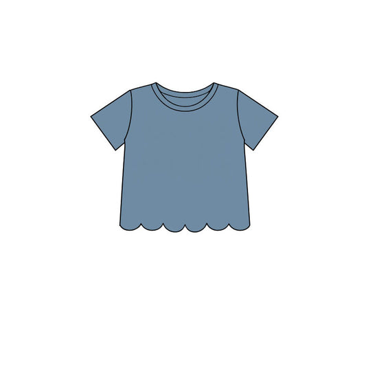 preorder GT1769 Scallop Blue Short Sleeve Girls Top