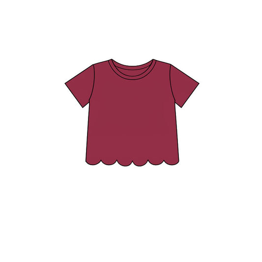 preorder GT1771 Scallop Red Short Sleeve Girls Top