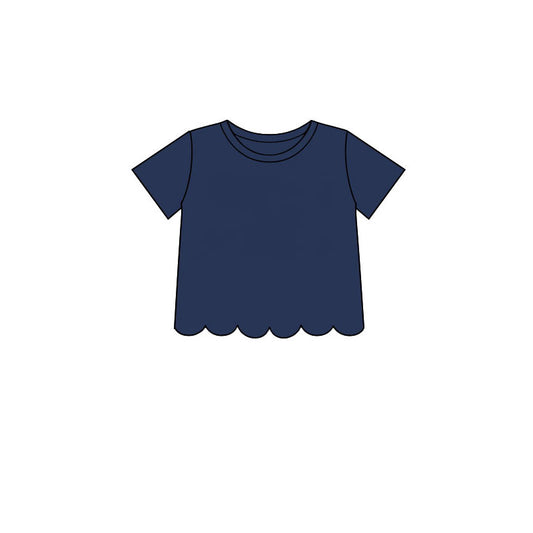 preorder GT1773 Scallop Navy Blue Short Sleeve Girls Top