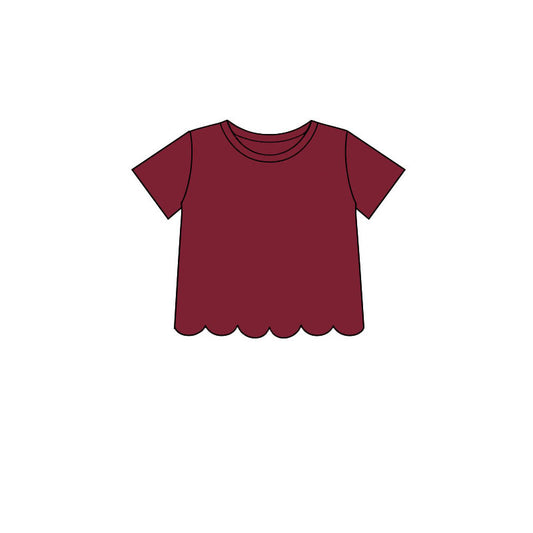 preorder GT1774 Scallop Maroon Short Sleeve Girls Top