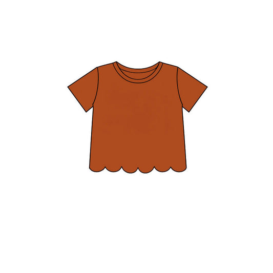 preorder GT1775 Scallop Orange Short Sleeve Girls Top