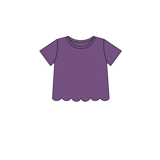 preorder GT1776 Scallop Purple Short Sleeve Girls Top
