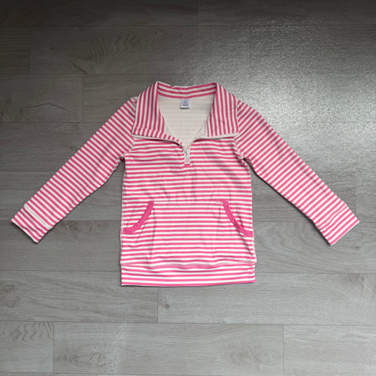 preorder Samples GT1783 Yoga Hot Pink Striped Pocket Zipper Long Sleeve Girls Top