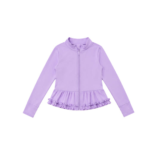 preorder GT1787 Yoga Purple Zipper Long Sleeve Girls Coat