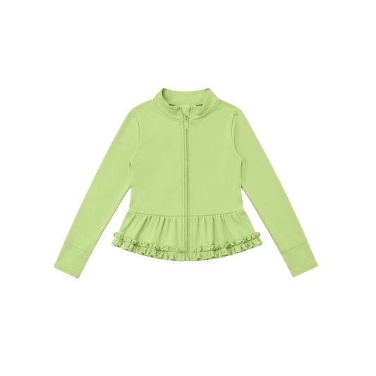 preorder GT1788 Yoga Green Zipper Long Sleeve Girls Coat