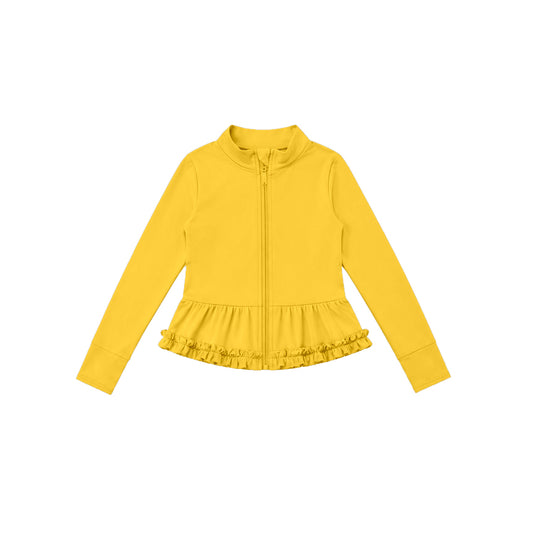 preorder GT1789 Yoga Yellow Zipper Long Sleeve Girls Coat