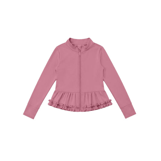 preorder GT1790 Yoga Pink Zipper Long Sleeve Girls Coat