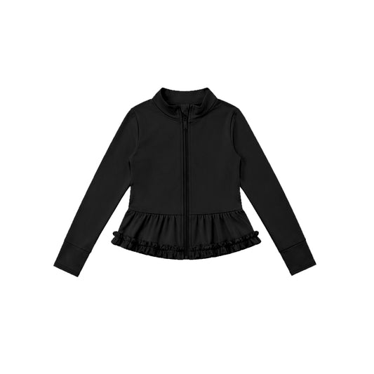 preorder GT1793 Yoga Black Zipper Long Sleeve Girls Coat