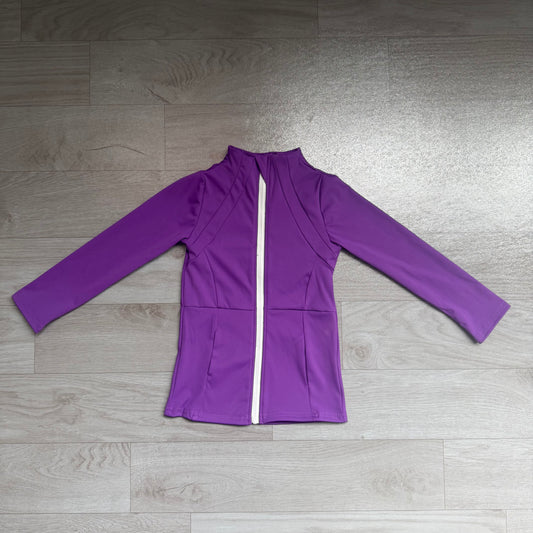 preorder Samples GT1803 Yoga Purple Zipper Long Sleeve Girls Top