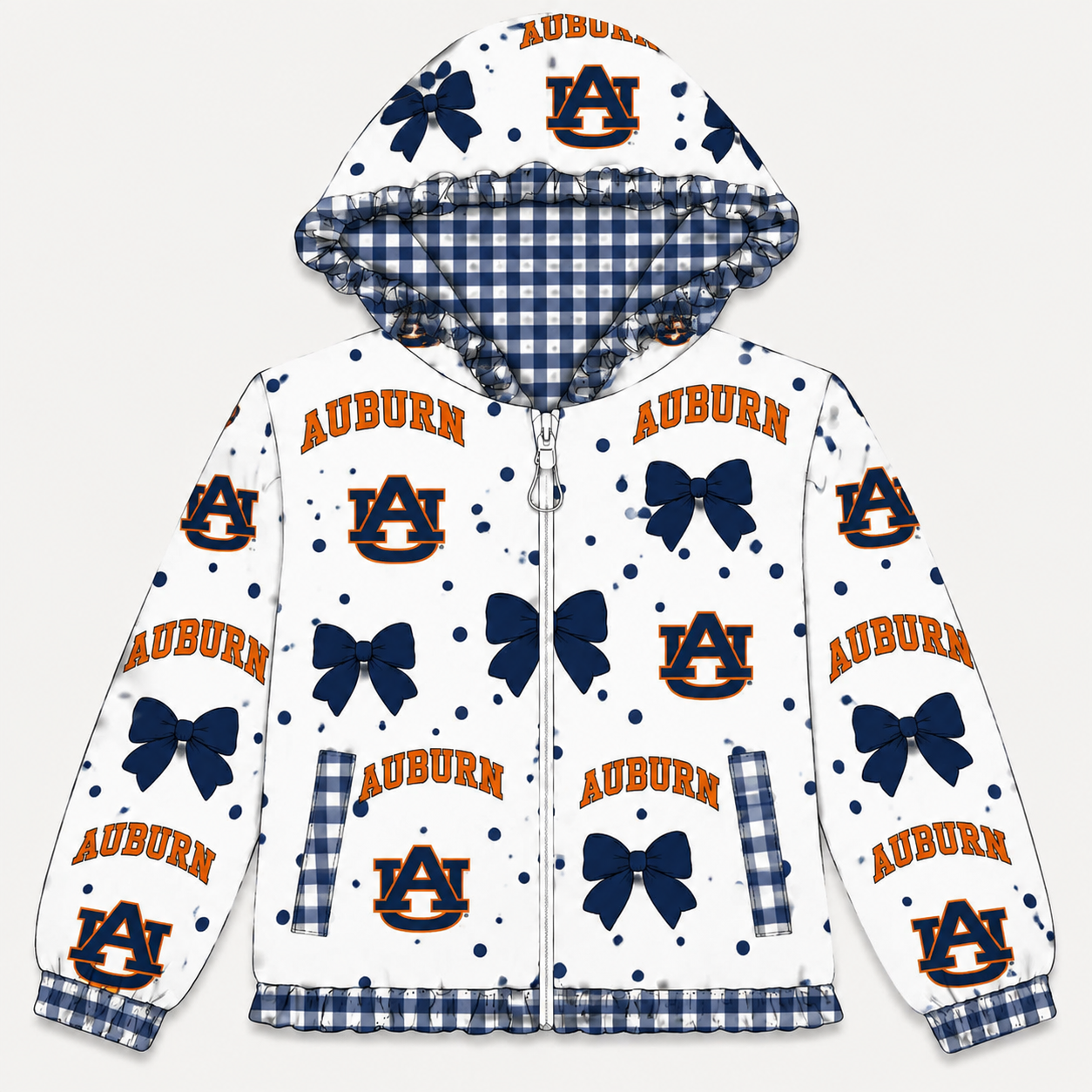 preorder GT1825 AUBURN Bows Hoodie Zipper Long Sleeve Girls Coat