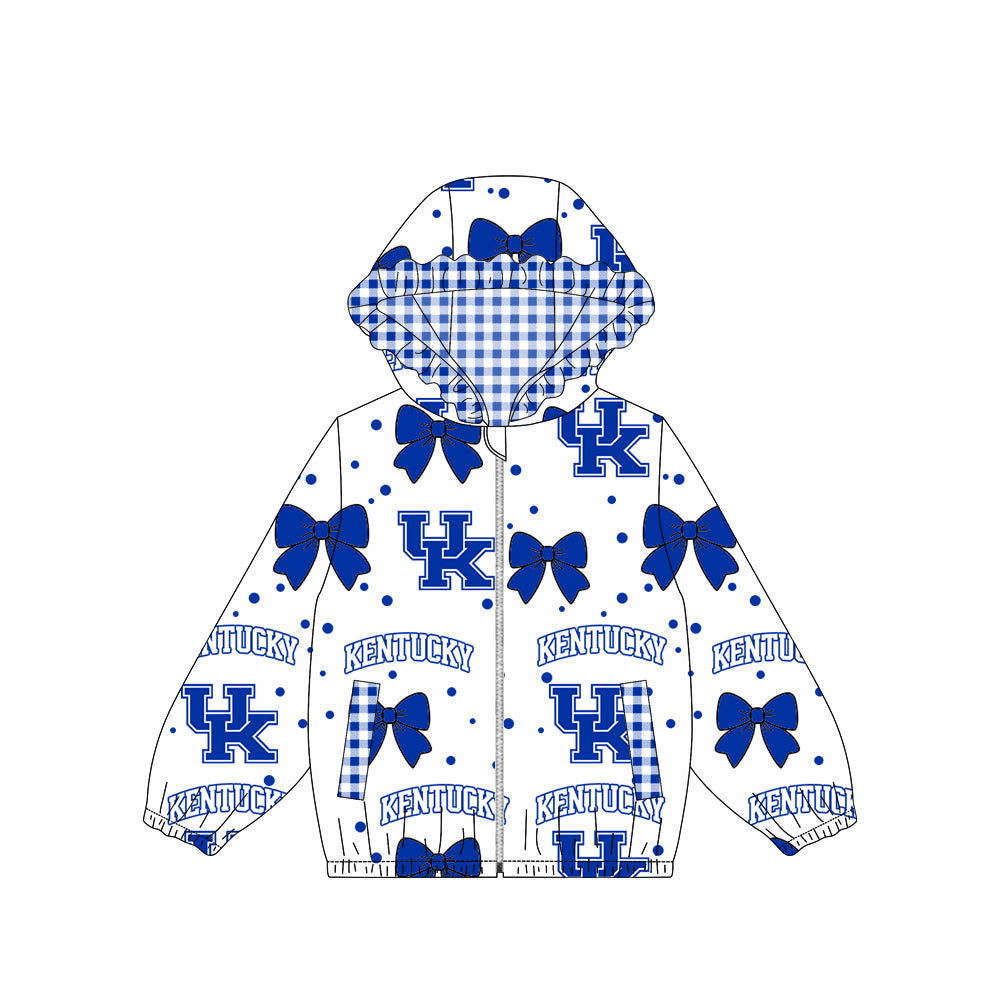 preorder GT1827 KENTUCKY Bows Hoodie Zipper Long Sleeve Girls Coat