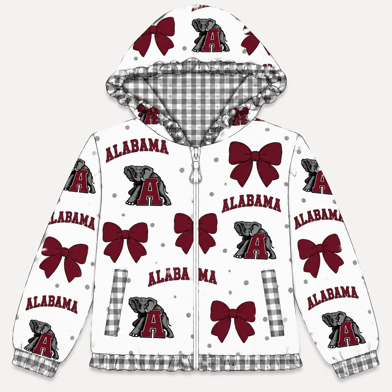 preorder GT1828 ALABAMA Bows Hoodie Zipper Long Sleeve Girls Coat