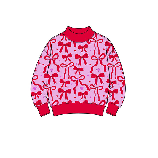 preorder GT1835 Valentine's Day Heart Bows Long Sleeve Girls Top
