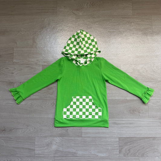 preorder Samples GT1855 Green Pocket Hoodie Long Sleeve Girls Top