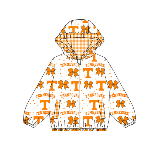 preorder GT1917 TENNESSEE Yellow Bows Zipper Hoodie Long Sleeve Girls Coat
