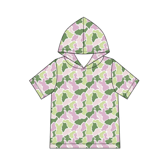 preorder GT1918 Easter Bunny Rabbit Camo Hoodie Short Sleeve Boys Top