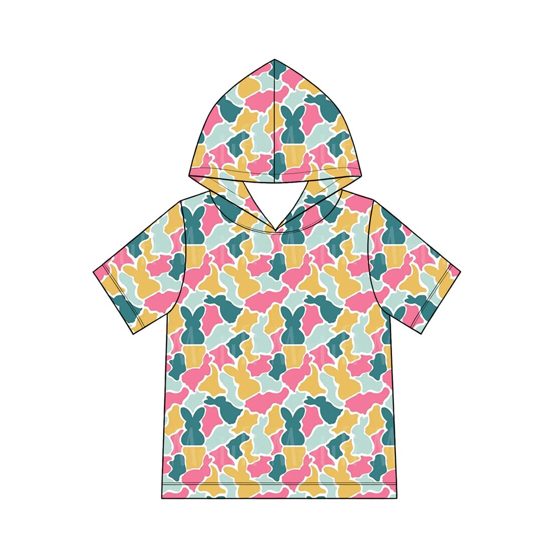 preorder GT1919 Easter Bunny Rabbit Camo Hoodie Short Sleeve Boys Top