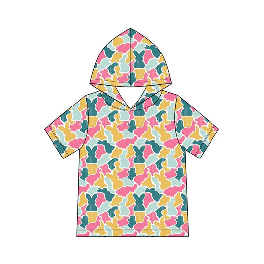 preorder GT1919 Easter Bunny Rabbit Camo Hoodie Short Sleeve Girls Top