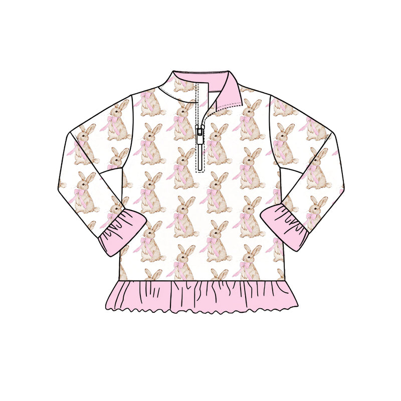 preorder GT1940 Easter Rabbit Zipper Long Sleeve Girls Top