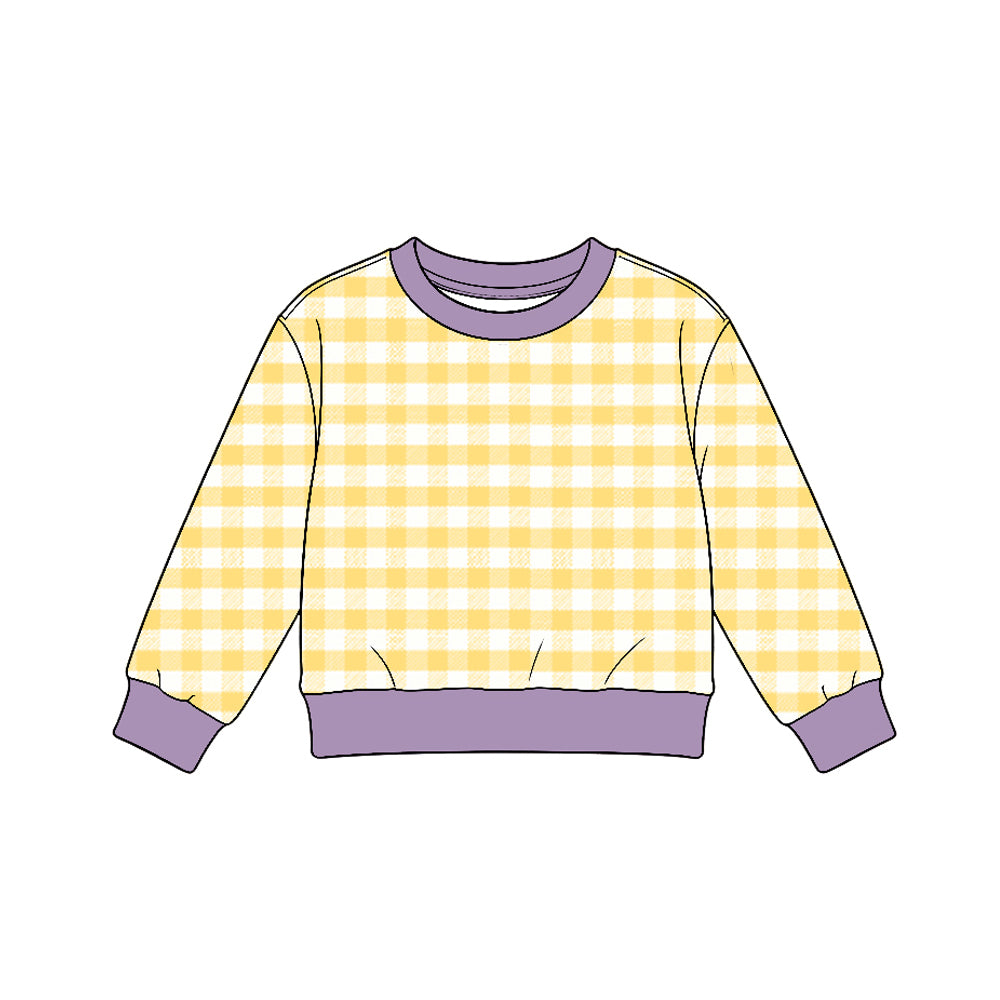 preorder GT1947 Yellow Checkered Long Sleeve Girls Top