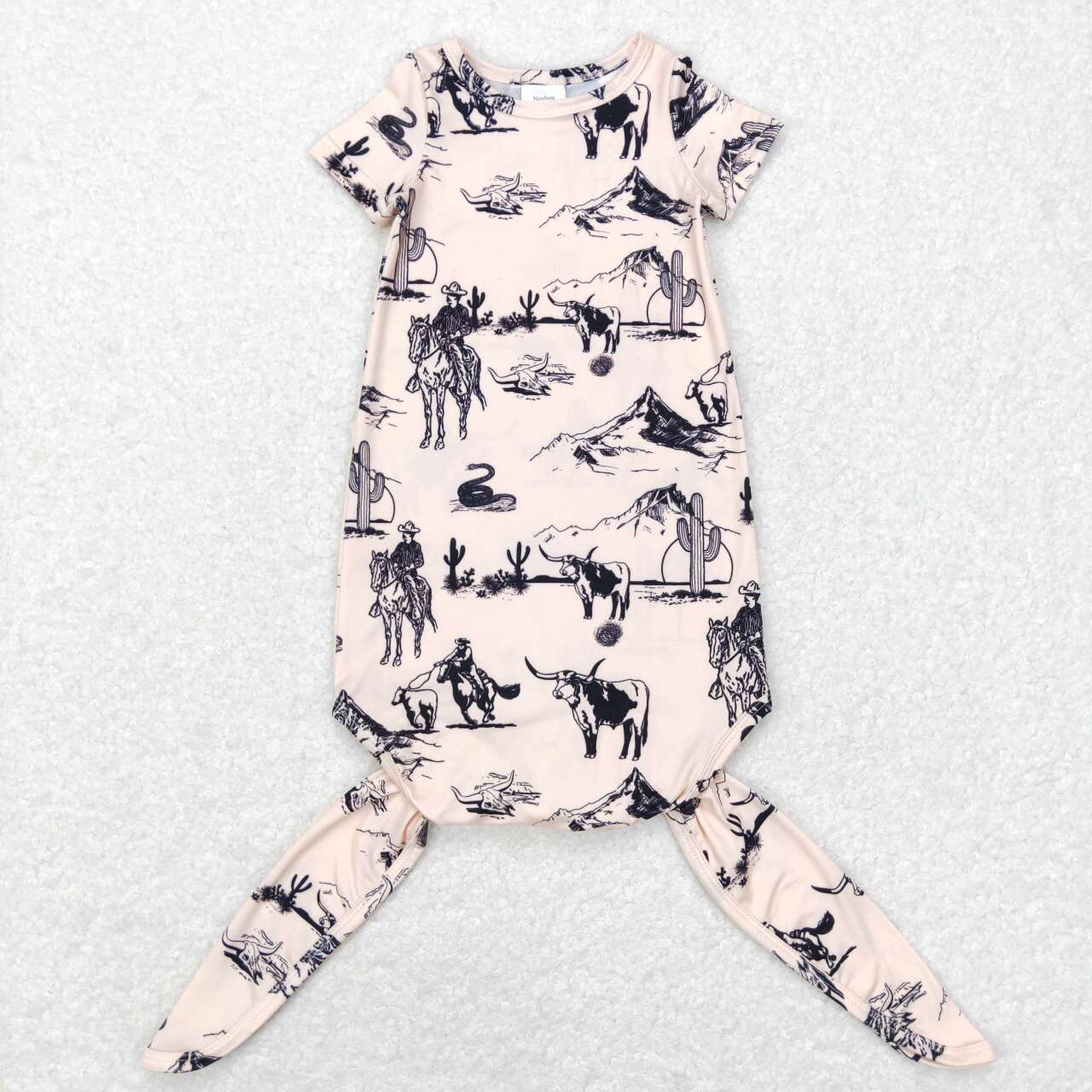 NB0028 Weste rn horse riding cactus Short Sleeve Newborn Kids Romper