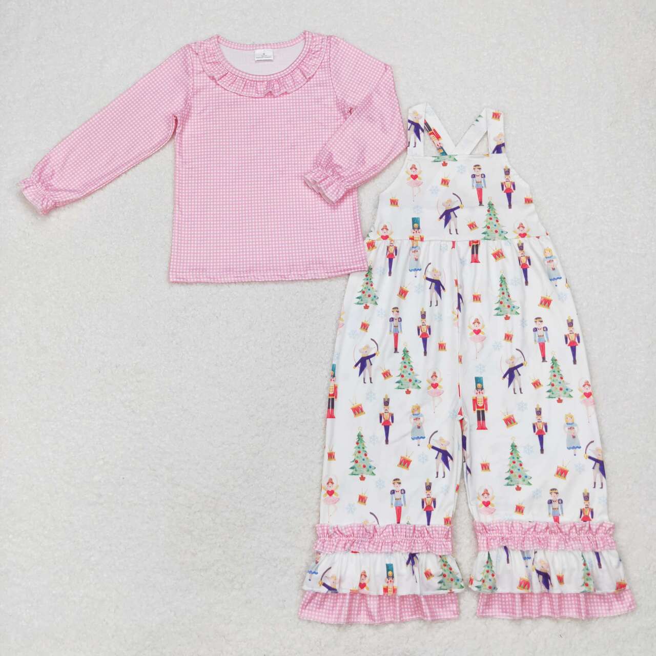 GLP1368 Christmas soldier dance girl pink long sleeve jumpsuits girls set