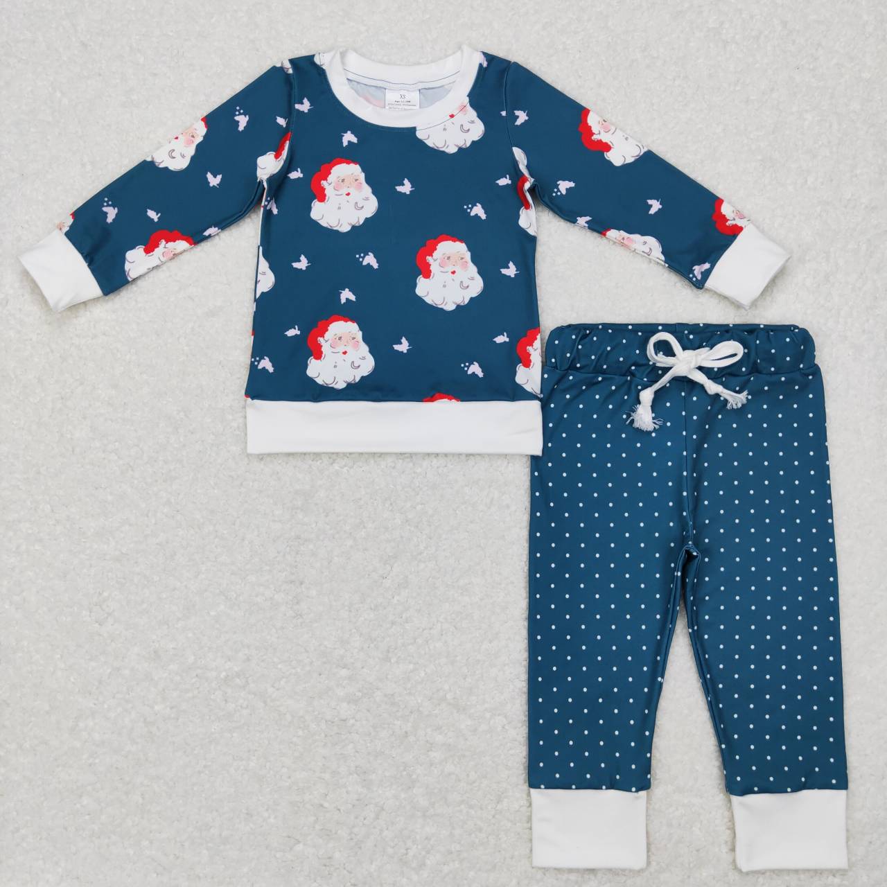 GLP0916 Christmas Santa Claus green long sleeve pants kids set