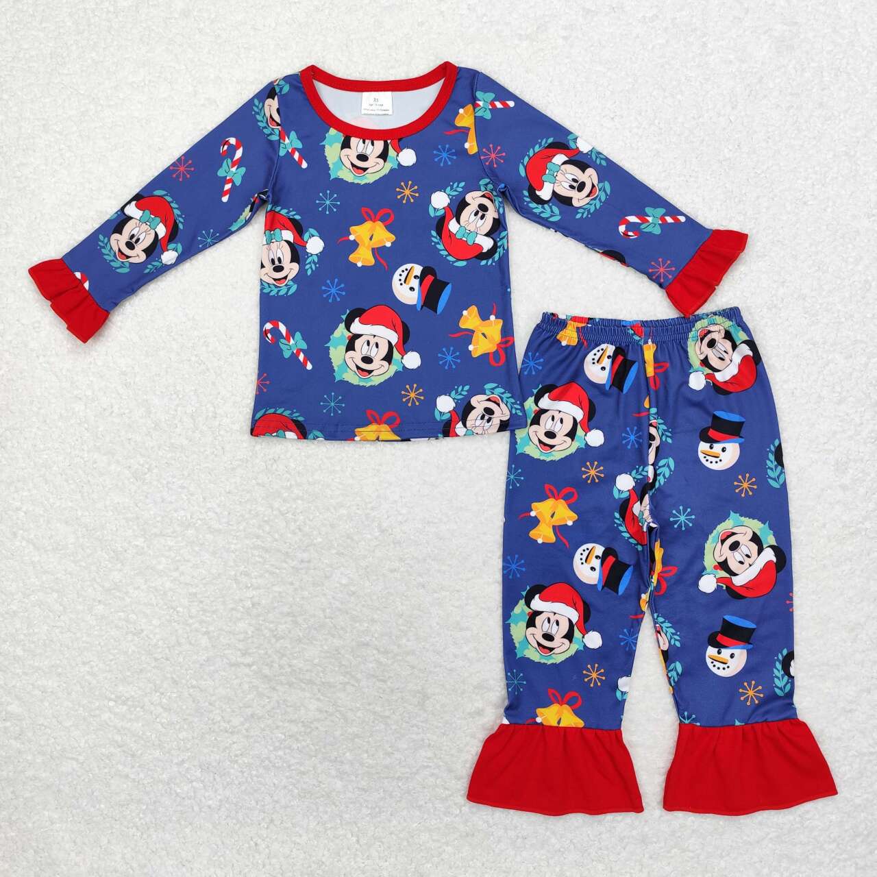 GLP1537 Christmas cartoon navy blue long sleeve pants girls pajamas
