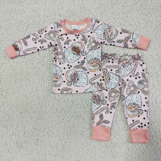 6 A19-14 Pink Lovely Baby Girls Santa Pajamas