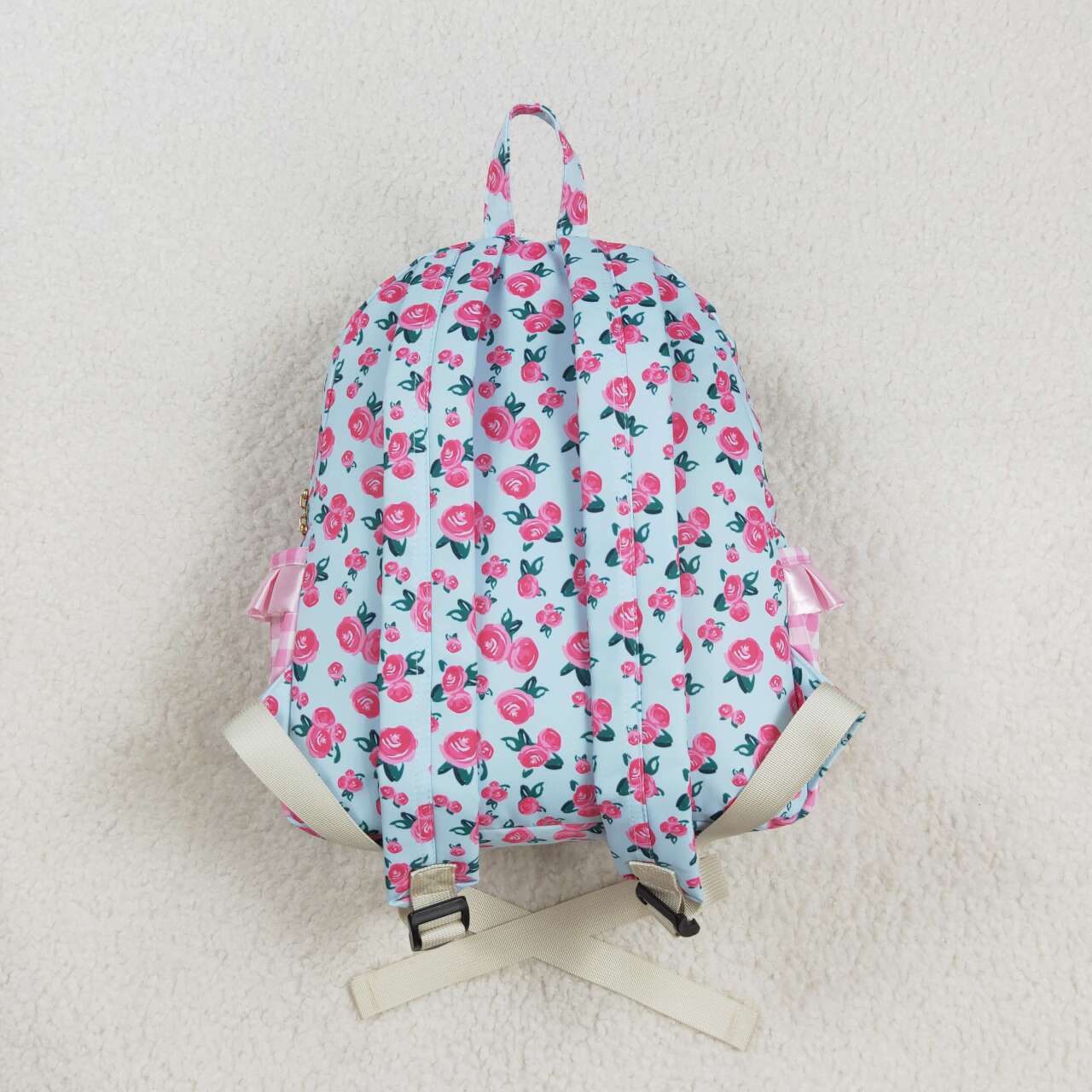 BA0217 pink flowers checkered kids bag