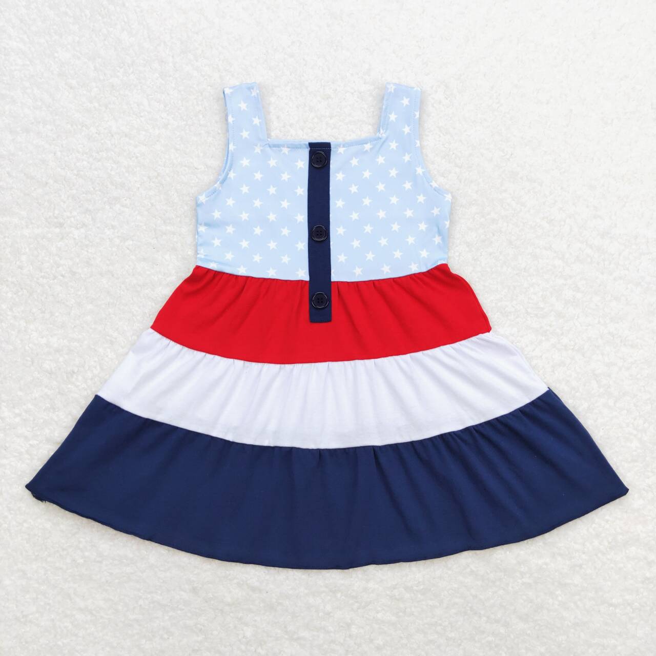 GSD0900 July 4th red blue sleeveless girls dress