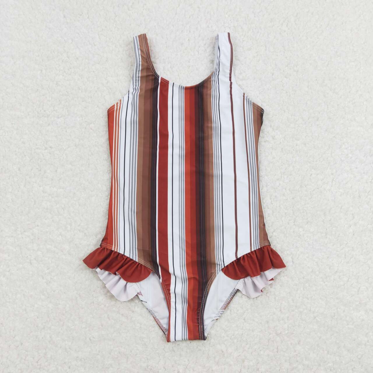 S0238 orange red striped sleeveless girls swimsuits