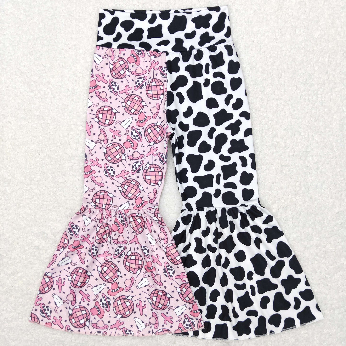 P0369 Cow print Western cow hat pink milk silk girls pants