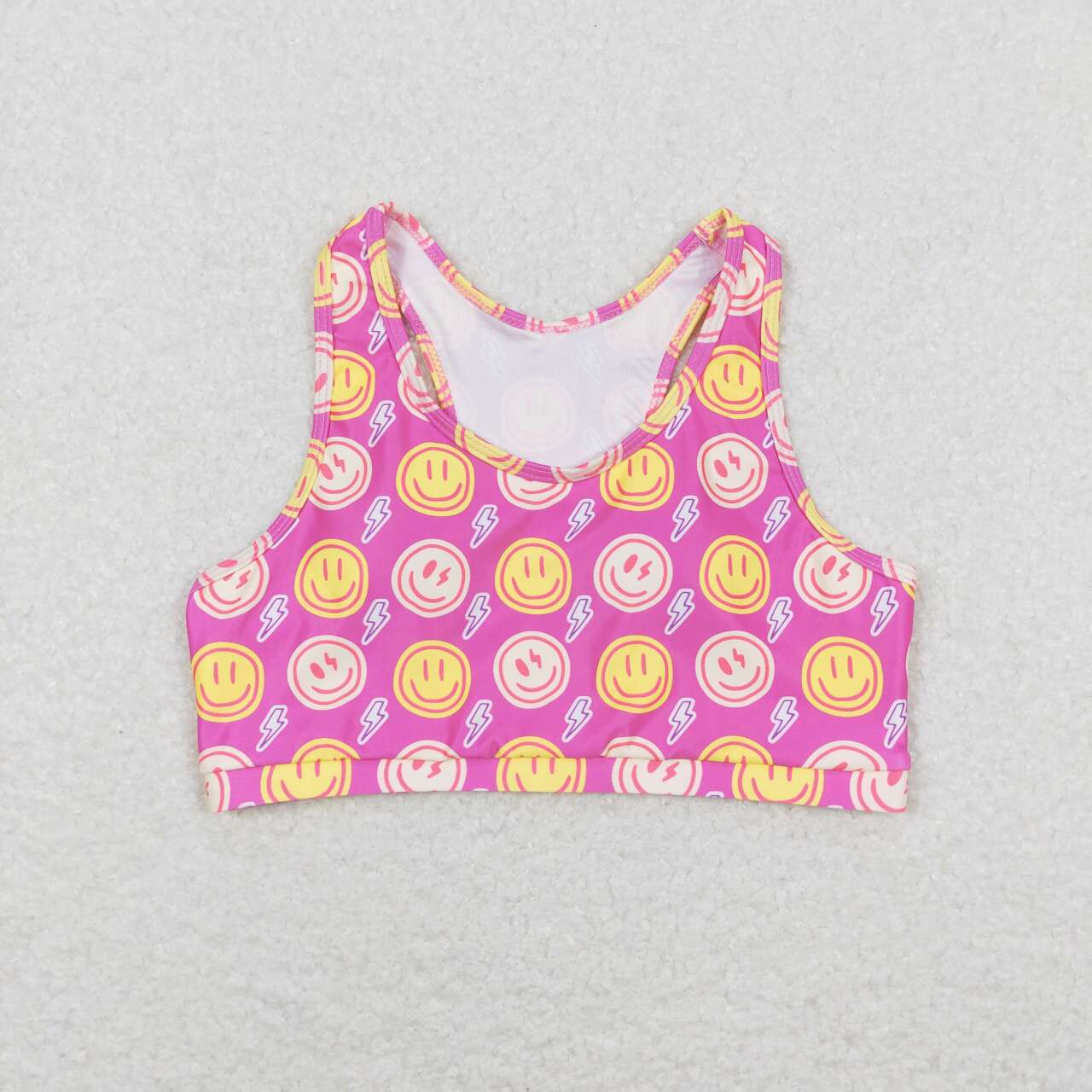 GT0520 smile hot pink kid's racer crop tanks