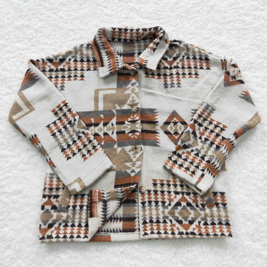 BT0279 Aztec brown long sleeve boys shirt kids clothes