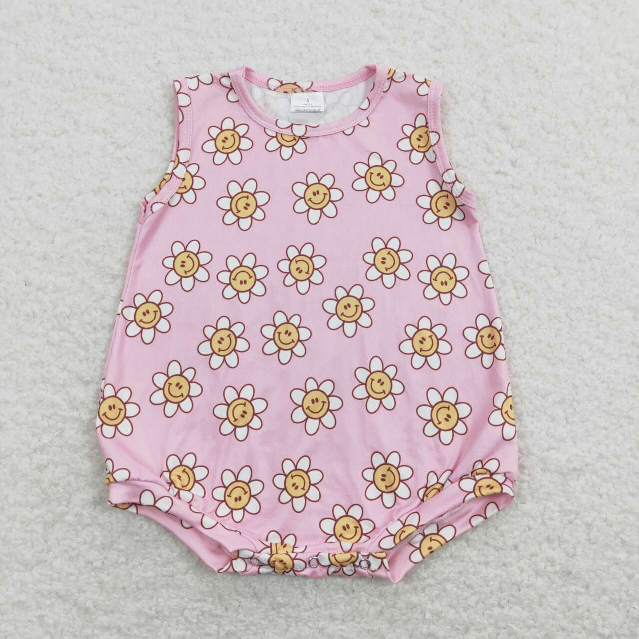 SR0574 Flowers pink sleeveless girls romper